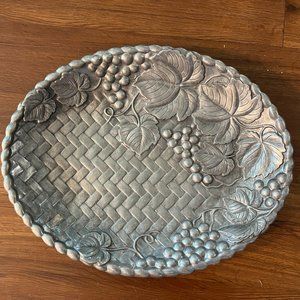 Vintage Lenox Aluminum Grape Vine Basket Weave Serving Tray Platter.